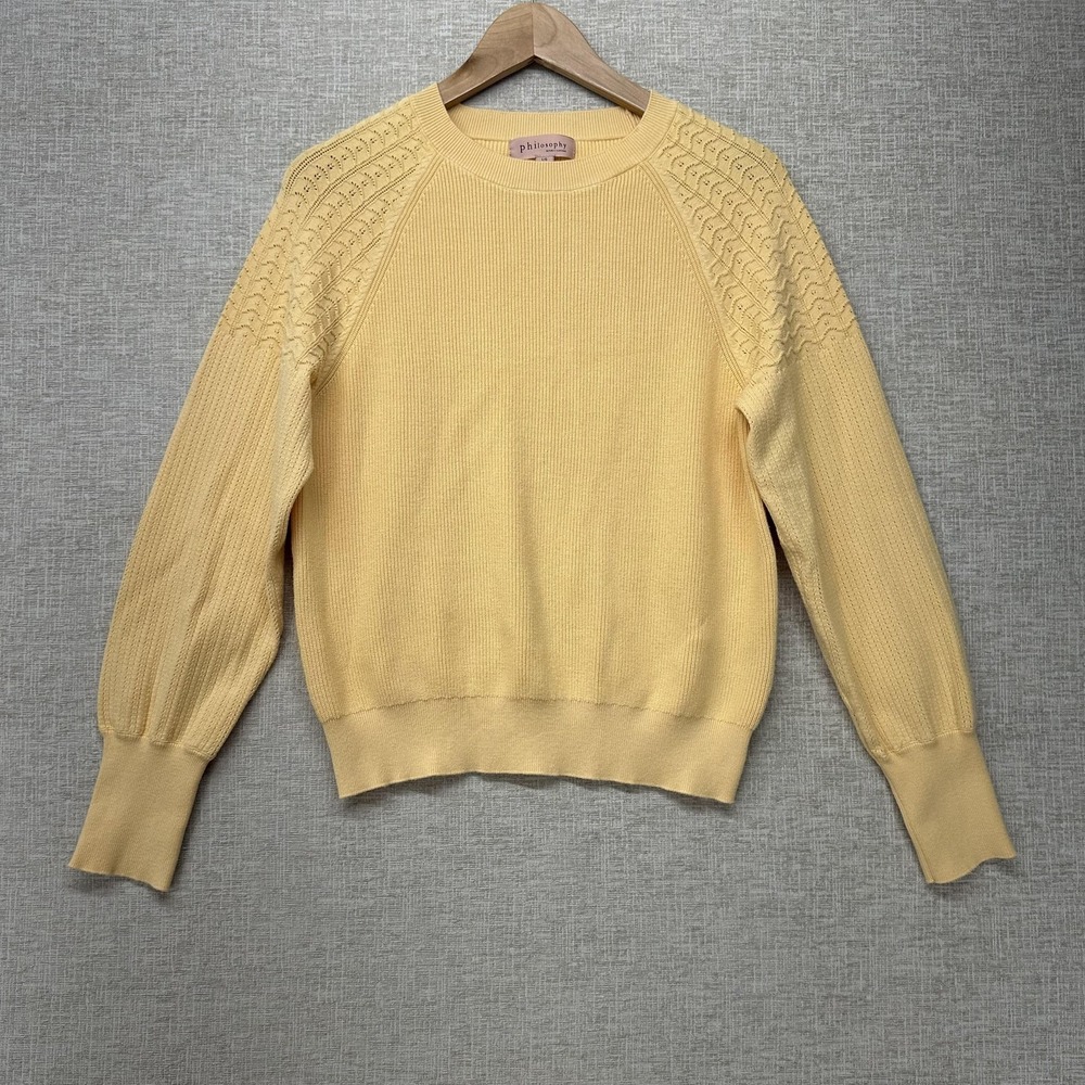 Philosophy Republic Clothing Sweater Womens Large Yellow Open Knit Raglan